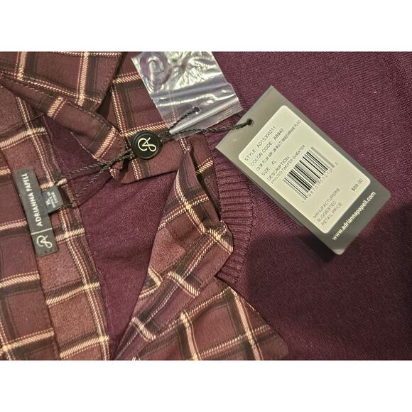 Adrianna Papell XL layered sweater blouse new burgundy fall collared preppy - Picture 6 of 6